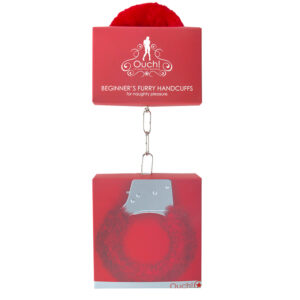 Ouch Beginner's Furry Handcuffs Red