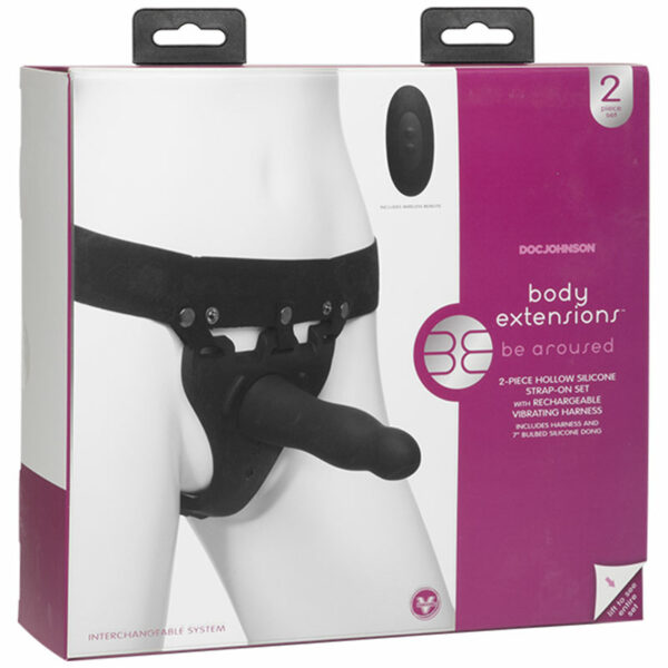Body Ext Hollow Slm Strap-On 2pc Clt Vib