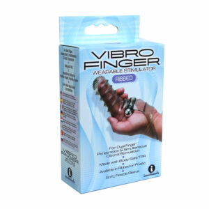 The 9's VibroFinger Ribbed Massager Grey