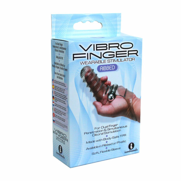 The 9's VibroFinger Ribbed Massager Grey