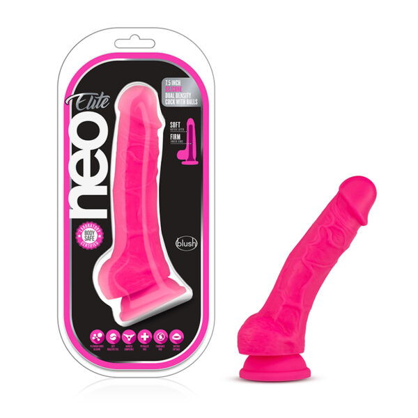 Neo Elite 7.5in Sili Dual Dens Neon Pink