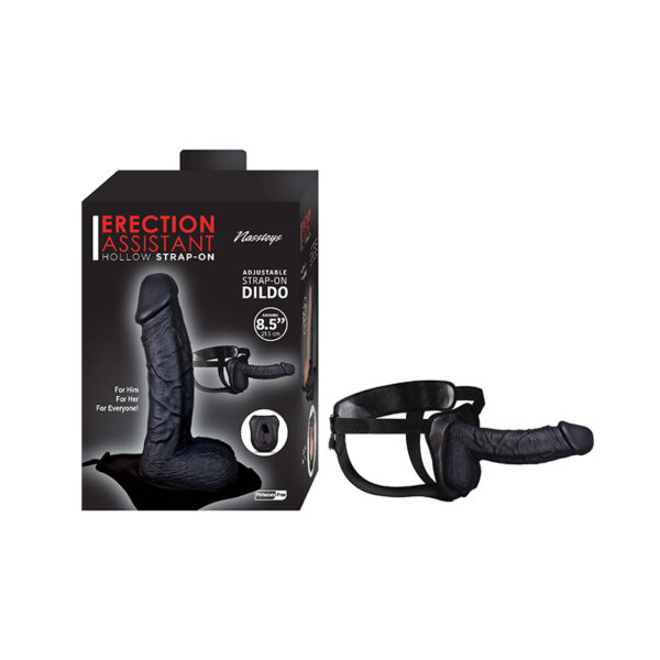 Erection Assist Hollow Strap-On 8.5in Bk