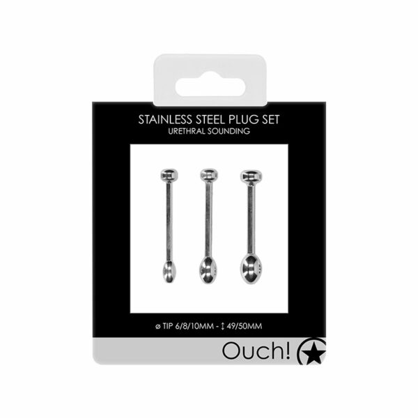 Ouch Urethral Snd Mtl Plg Set 6/8/10mm