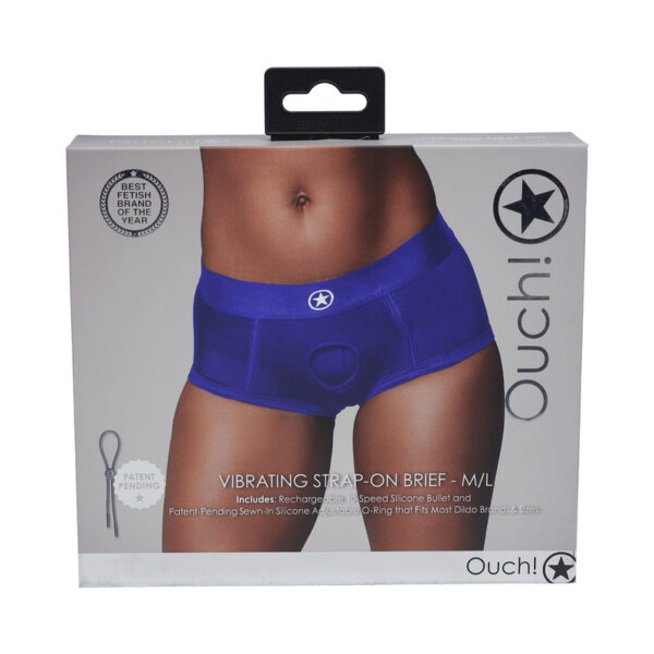 Ouch! Vibrating Strap-on Brief Blue M/L