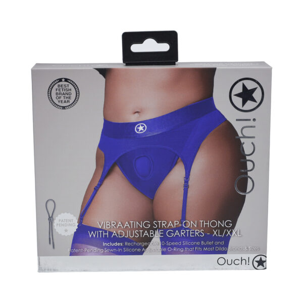 Ouch! Vibrating Strap-on Thng Blu XL/XXL