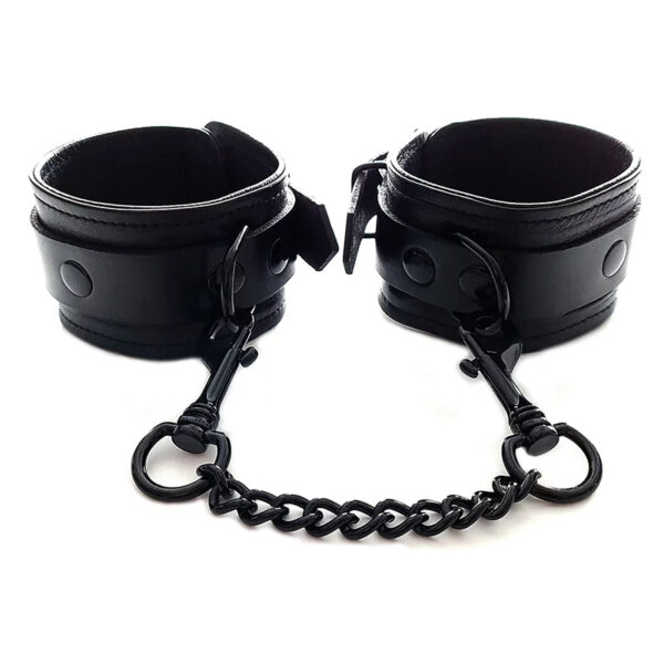 Rouge Leather Ankle Cuffs Black W/Access