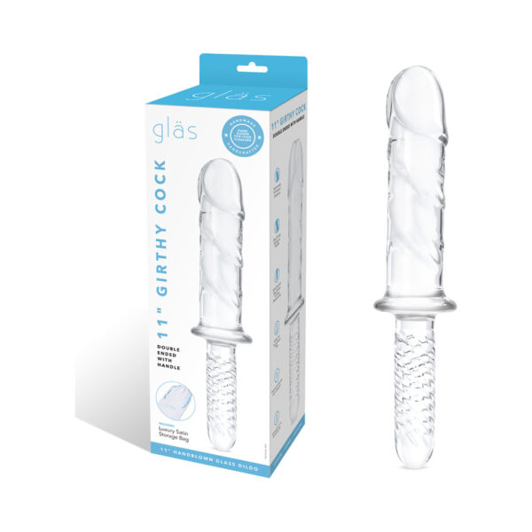 Glas 11 in. Girthy Cock Dbl End w/Handle